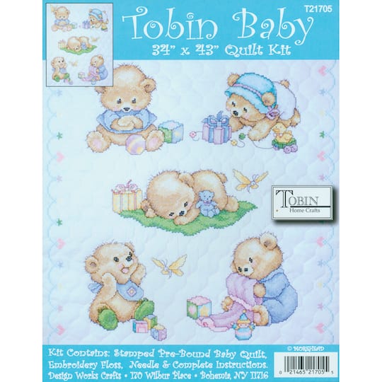 Tobin Baby Bears Stamped Quilt Cross Stitch Kit